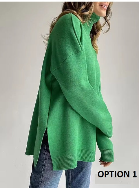 New Turtleneck Warm Side Split Casual High Quality Oversized pullover CODE: KAR3484