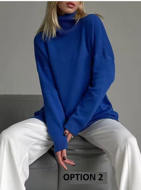 New Turtleneck Warm Side Split Casual High Quality Oversized pullover CODE: KAR3484