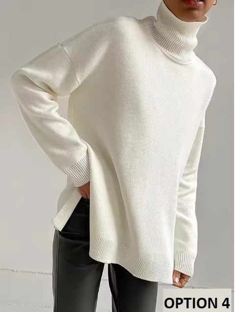 New Turtleneck Warm Side Split Casual High Quality Oversized pullover CODE: KAR3484