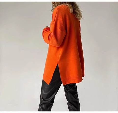 New Turtleneck Warm Side Split Casual High Quality Oversized pullover CODE: KAR3484