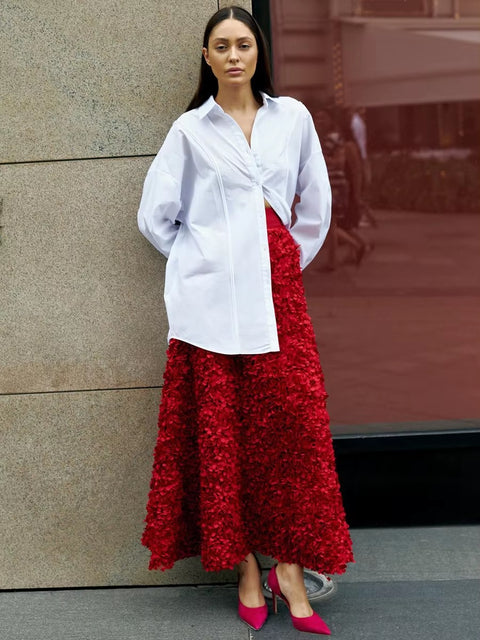 New Fashion Long Petal Elegant Unique High Waisted Skirt CODE: KAR3485