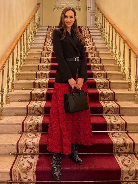 New Fashion Long Petal Elegant Unique High Waisted Skirt CODE: KAR3485