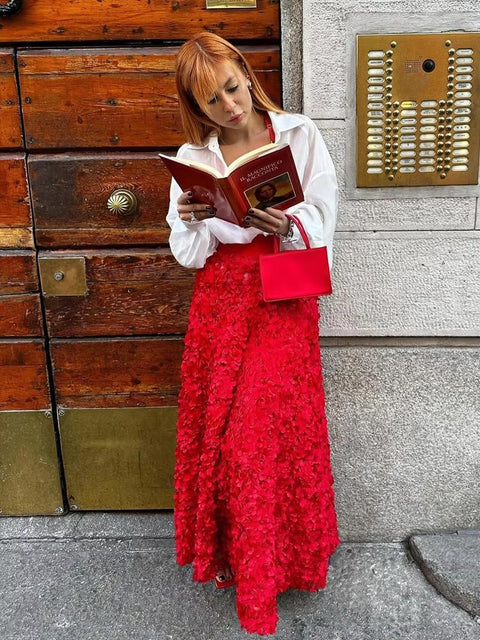 New Fashion Long Petal Elegant Unique High Waisted Skirt CODE: KAR3485