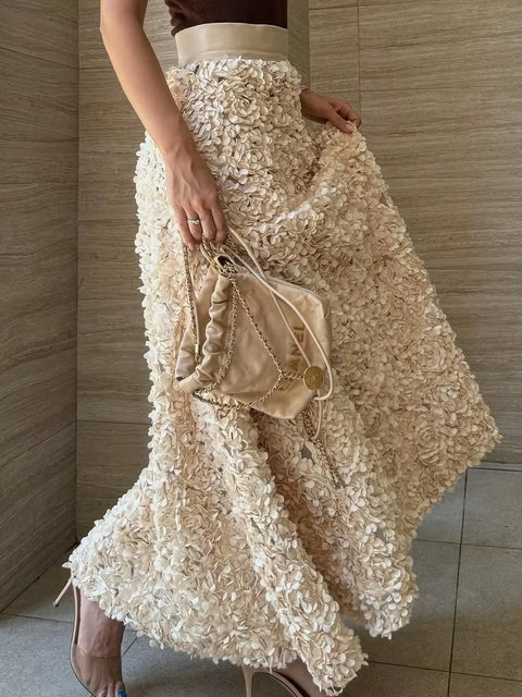 New Fashion Long Petal Elegant Unique High Waisted Skirt CODE: KAR3485