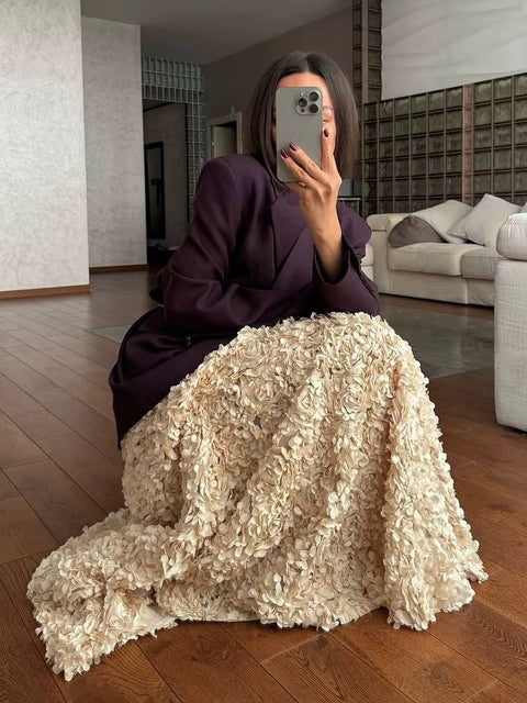 New Fashion Long Petal Elegant Unique High Waisted Skirt CODE: KAR3485