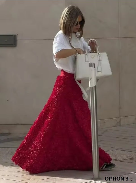 New Fashion Long Petal Elegant Unique High Waisted Skirt CODE: KAR3485