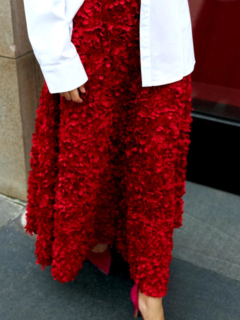 New Fashion Long Petal Elegant Unique High Waisted Skirt CODE: KAR3485