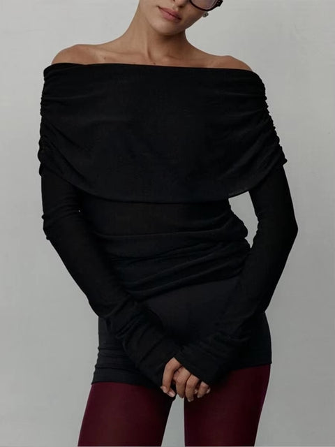 New Off Shoulder Elegant Jumper Long Sleeve Pullovers Warm Top CODE: KAR3486