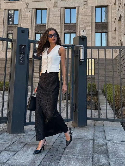 New Fashion Print Elegant High Waist Ankle Length Skirt CODE: KAR3487