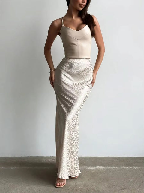 New Fashion Print Elegant High Waist Ankle Length Skirt CODE: KAR3487