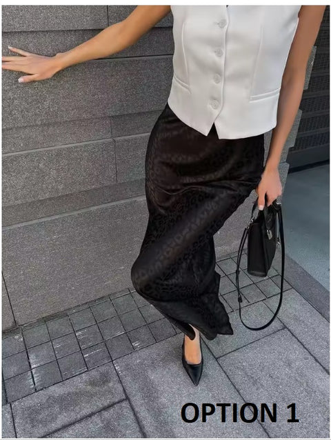 New Fashion Print Elegant High Waist Ankle Length Skirt CODE: KAR3487