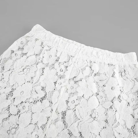 New Summer Wolfeel Sexy Perspective Flare High Waist Lace Long Pant CODE: KAR3488
