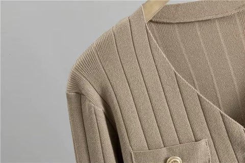 New Autumn Winter Cardigan Sweater V Neck Vest Wide Leg Long Pant 3 Pieces Set CODE: KAR3491