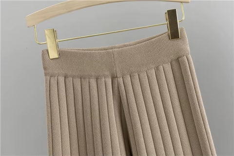 New Autumn Winter Cardigan Sweater V Neck Vest Wide Leg Long Pant 3 Pieces Set CODE: KAR3491