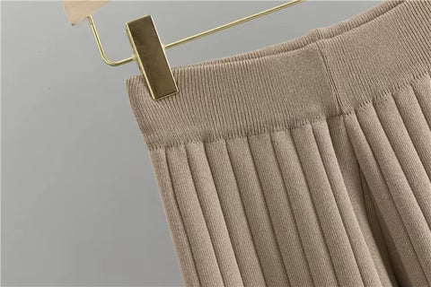 New Autumn Winter Cardigan Sweater V Neck Vest Wide Leg Long Pant 3 Pieces Set CODE: KAR3491