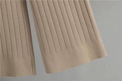 New Autumn Winter Cardigan Sweater V Neck Vest Wide Leg Long Pant 3 Pieces Set CODE: KAR3491