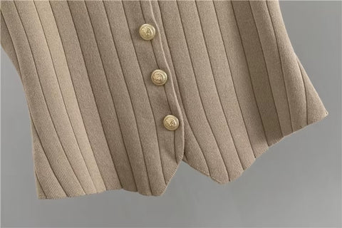 New Autumn Winter Cardigan Sweater V Neck Vest Wide Leg Long Pant 3 Pieces Set CODE: KAR3491