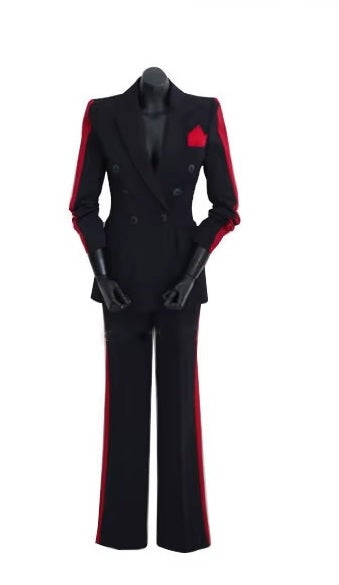 New Elegant  Double Breasted Slim Outwear Blazer Long Pant 2 Piece Set CODE: KAR3492