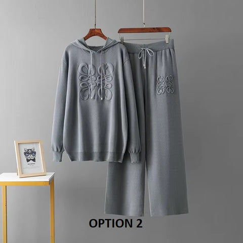 New Embroidered Casual Hooded Top And Pant Two-piece Set CODE: KAR3498