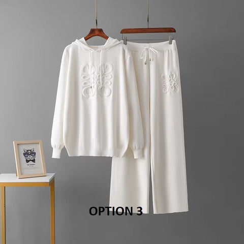 New Embroidered Casual Hooded Top And Pant Two-piece Set CODE: KAR3498