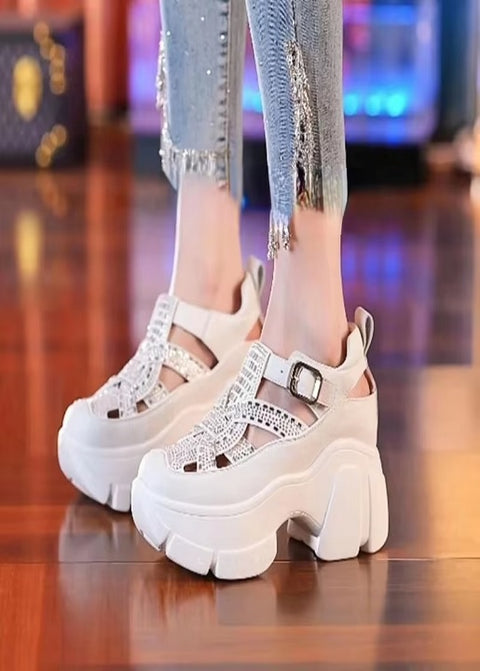 New Fashion Mules Rhinestone Platform Wedge Buckle Shoes CODE: KAR3500