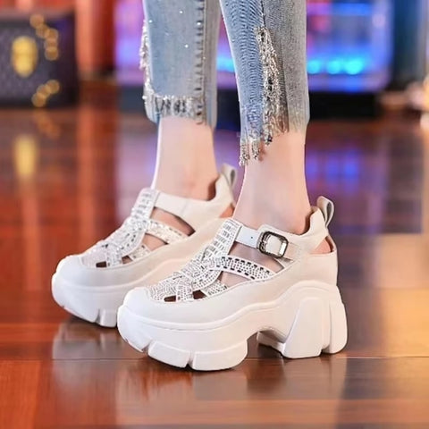 New Fashion Mules Rhinestone Platform Wedge Buckle Shoes CODE: KAR3500