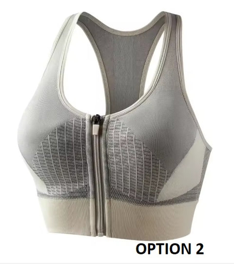 New Sports Patchwork Front Zipper Shockproof Vest Jogging Crop Bra CODE: KAR3501
