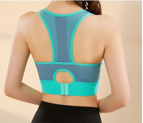 New Sports Patchwork Front Zipper Shockproof Vest Jogging Crop Bra CODE: KAR3501