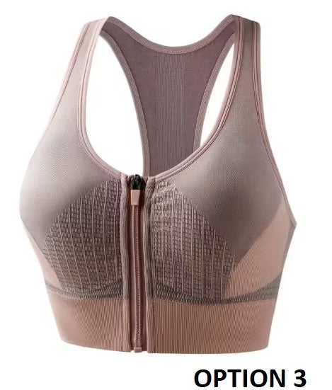 New Sports Patchwork Front Zipper Shockproof Vest Jogging Crop Bra CODE: KAR3501