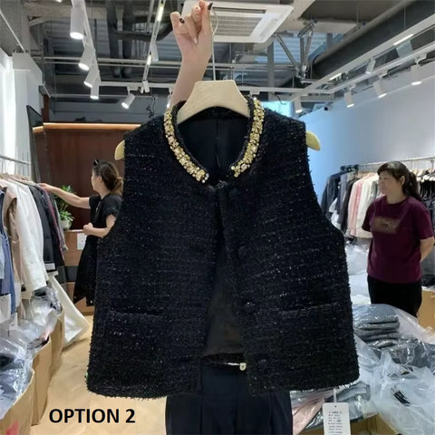 New Fashion O Neck Solid Single Breaste Sleeveless Loose Cardigan Coat CODE: KAR3504