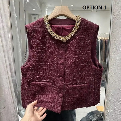 New Fashion O Neck Solid Single Breaste Sleeveless Loose Cardigan Coat CODE: KAR3504