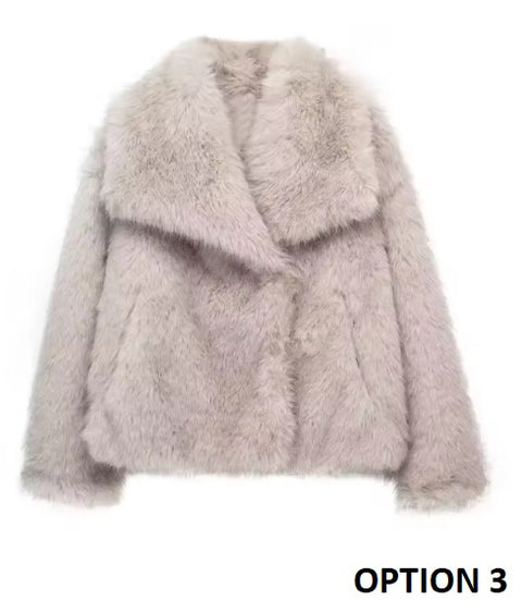 New Autumn Winter Faux Fur Fluffy Jacket CODE: KAR3507