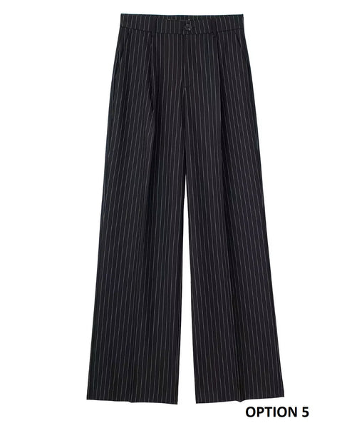New Formal Wear Striped High Waist Baggy Casual Wide Leg Trousers Pant CODE: KAR3508