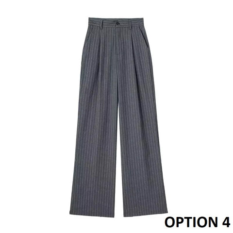 New Formal Wear Striped High Waist Baggy Casual Wide Leg Trousers Pant CODE: KAR3508