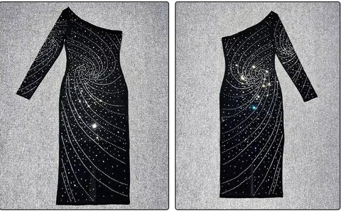 New Sexy See Though Luxury Rhinestone Crystal Diamonds One Shoulder Long Sleeve Dress CODE: KAR3509