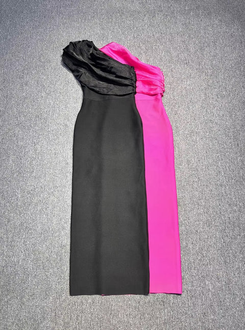New Sexy One Shoulder Sparkly Diamond Crystal Bodycon Maxi Dress CODE: KAR3511