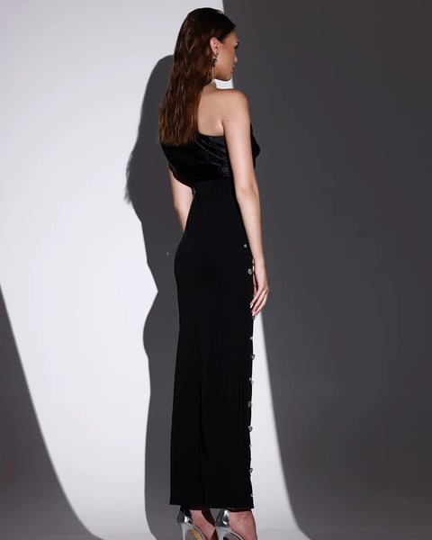 New Sexy One Shoulder Sparkly Diamond Crystal Bodycon Maxi Dress CODE: KAR3511