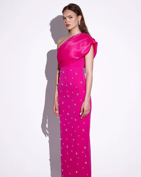 New Sexy One Shoulder Sparkly Diamond Crystal Bodycon Maxi Dress CODE: KAR3511