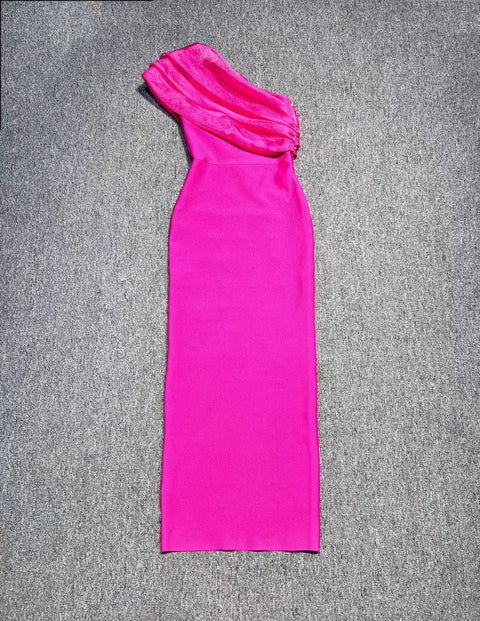 New Sexy One Shoulder Sparkly Diamond Crystal Bodycon Maxi Dress CODE: KAR3511