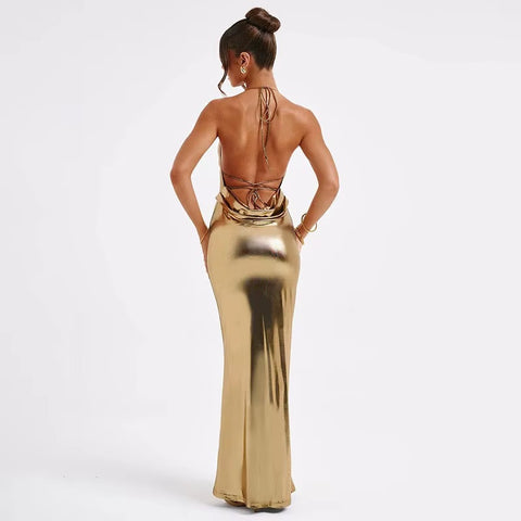 New Summer Solid Sleeveless Bodycon Backless Bandage Streetwear Clubwear Elegant Dress CODE: KAR3527