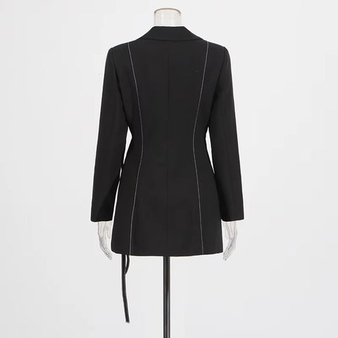 New Notched Collar Long Sleeve Top High Waist Straight Pant Two Piece Set CODE: KAR3530