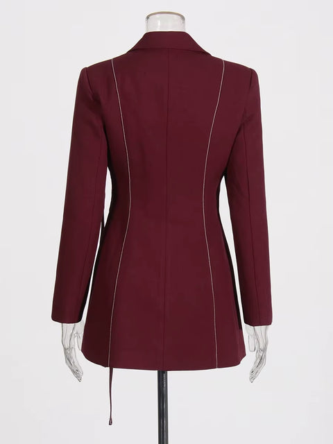 New Notched Collar Long Sleeve Top High Waist Straight Pant Two Piece Set CODE: KAR3530