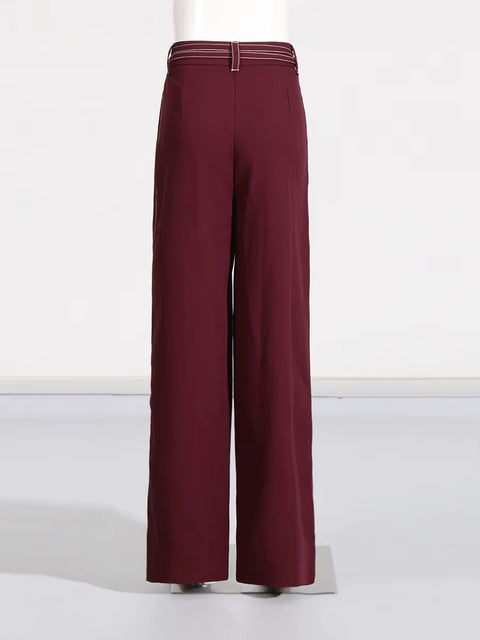 New Notched Collar Long Sleeve Top High Waist Straight Pant Two Piece Set CODE: KAR3530