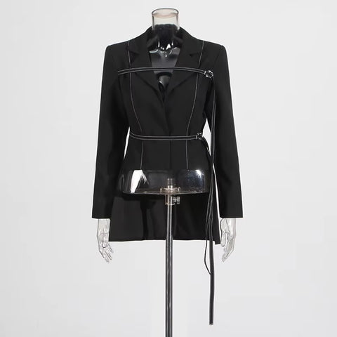 New Notched Collar Long Sleeve Top High Waist Straight Pant Two Piece Set CODE: KAR3530