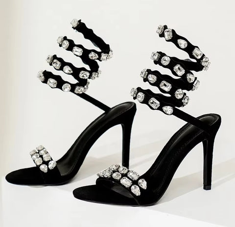 New Star style Luxury Crystal Embellished Wraparound Stiletto High heels Gladiator Sandals CODE: KAR3533