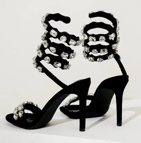 New Star style Luxury Crystal Embellished Wraparound Stiletto High heels Gladiator Sandals CODE: KAR3533
