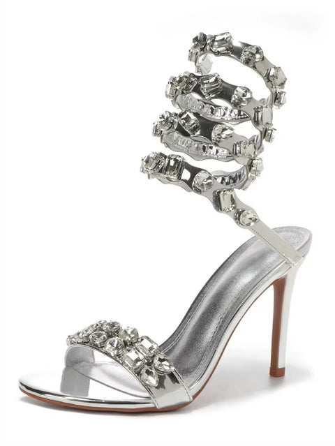 New Star style Luxury Crystal Embellished Wraparound Stiletto High heels Gladiator Sandals CODE: KAR3533