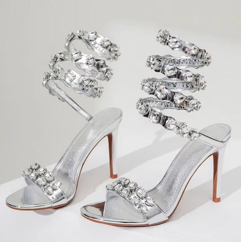 New Star style Luxury Crystal Embellished Wraparound Stiletto High heels Gladiator Sandals CODE: KAR3533
