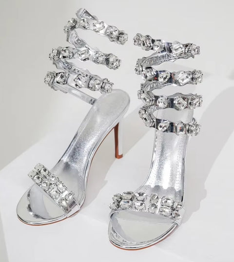 New Star style Luxury Crystal Embellished Wraparound Stiletto High heels Gladiator Sandals CODE: KAR3533
