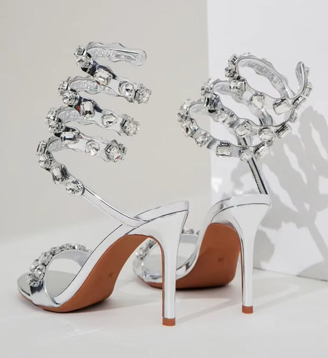 New Star style Luxury Crystal Embellished Wraparound Stiletto High heels Gladiator Sandals CODE: KAR3533